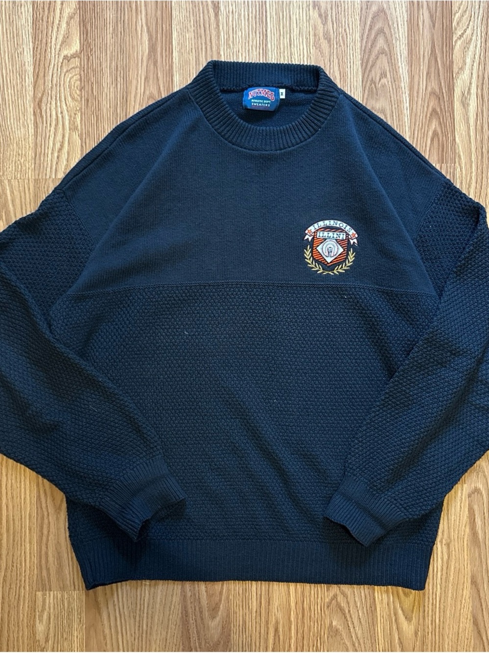 Billini Navy Crewneck Sweater with Embroidered Crest